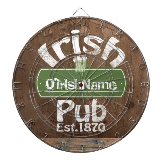 Personalized Irish Pub Old Keg Effect Sign Dartscheibe (vorne)