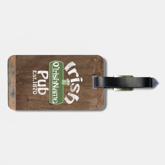 Personalized Irish Pub Old Keg Effect Sign Gepäckanhänger (Rückseite horizontal)