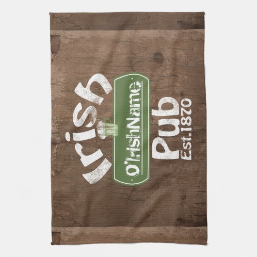 Personalized Irish Pub Old Keg Effect Sign Geschirrtuch (Vertikal)