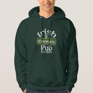 Personalized Irish Pub Old Keg Effect Sign Hoodie