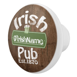 Personalized Irish Pub Old Keg Effect Sign Keramikknauf