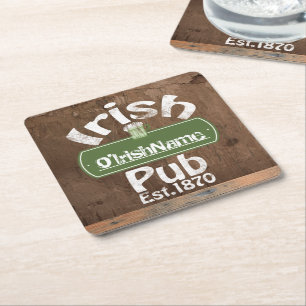 Personalized Irish Pub Old Keg Effect Sign Rechteckiger Pappuntersetzer