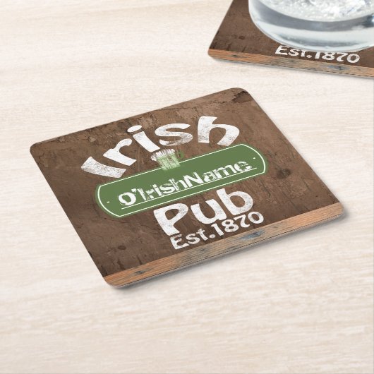 Personalized Irish Pub Old Keg Effect Sign Rechteckiger Pappuntersetzer (angewinkelt)