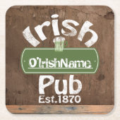 Personalized Irish Pub Old Keg Effect Sign Rechteckiger Pappuntersetzer (Vorderseite)