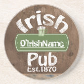 Personalized Irish Pub Old Keg Effect Sign Sandstein Untersetzer (Vorne)