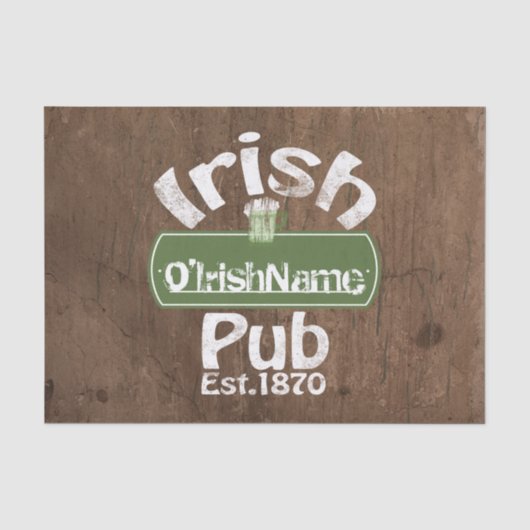 Personalized Irish Pub Old Keg Effect Sign Seidenpapier (Vorderseite)