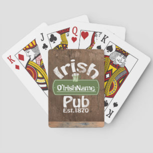 Personalized Irish Pub Old Keg Effect Sign Spielkarten