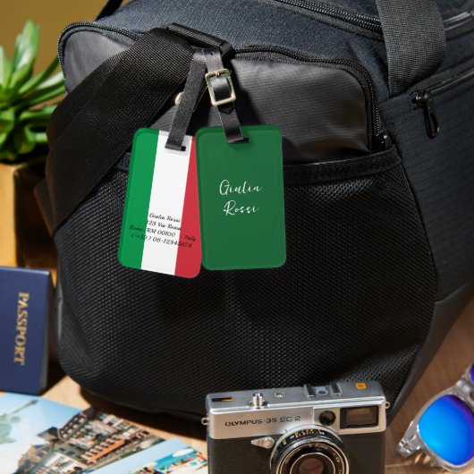 Personalized Italian Flag Luggage Tags Gepäckanhänger (Vorderseite & Rückseite)