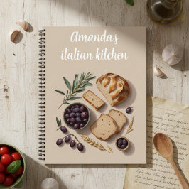 Personalized Italian Kitchen Rustic Bread & Recipe Notizblock