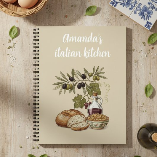 Personalized Italian Kitchen Rustic Bread Recipe Notizblock