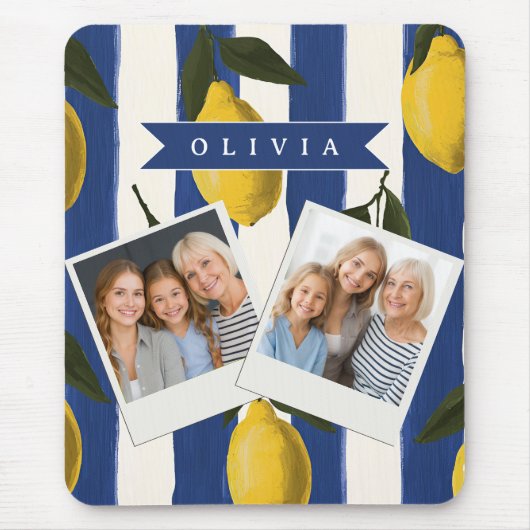 Personalized Italian Lemon Stripe Coastal  Mousepad (Vorne)