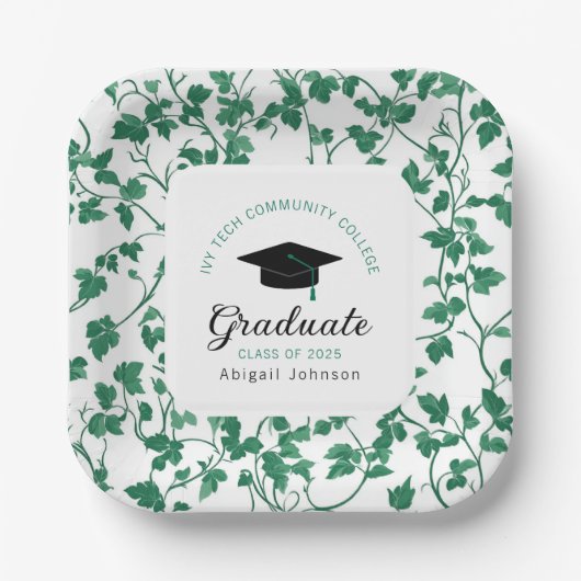 Personalized Ivy Botanical Graduation Pappteller (Vorderseite)