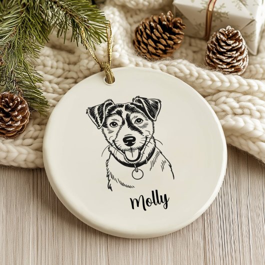 Personalized Jack Russel Terrier Dog Christmas Keramik Ornament