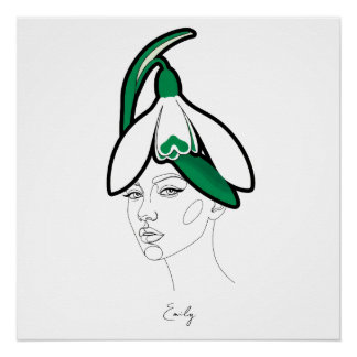 Personalized January Birth Flower Portrait Poster