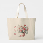 Personalized January Carnation Tote Bag Jumbo Stoffbeutel (Rückseite)