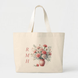 Personalized January Carnation Tote Bag Jumbo Stoffbeutel
