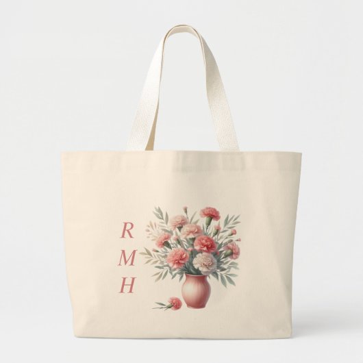 Personalized January Carnation Tote Bag Jumbo Stoffbeutel (Vorne)