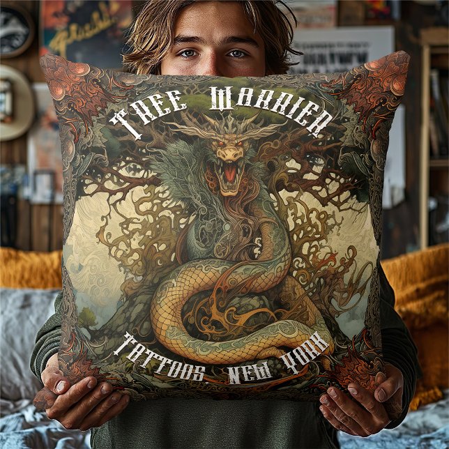 Personalized Japanese Tree Dragon Tattoo Parlour Kissen (Von Creator hochgeladen)