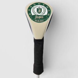Personalized Jasper Groomsman Crest Green & Ivory Golf Headcover