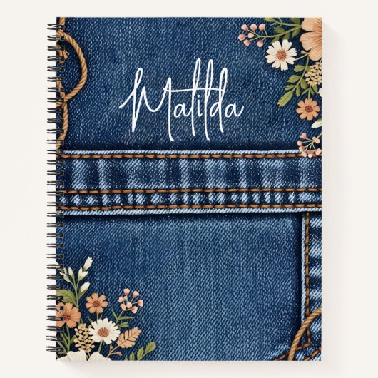 Personalized jeans and florals notizblock (Vorderseite)