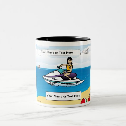 Personalized Jet Ski - Female Cartoon  Zweifarbige Tasse (Mittel)