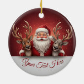 Personalized Jolly Santa Claus & Reindeer Trio Keramik Ornament (Hinten)