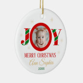 Personalized Joy Christmas Photo Keramik Ornament (Rechts)