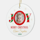 Personalized Joy Christmas Photo Keramik Ornament (Links)