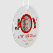 Personalized Joy Christmas Photo Ornament (Vorderseite)