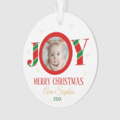 Personalized Joy Christmas Photo Ornament (Vorderseite)