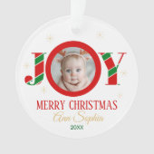 Personalized Joy Christmas Photo Ornament (Vorderseite)