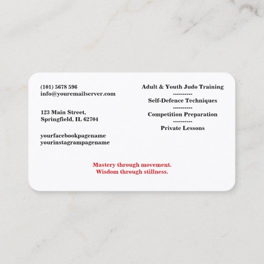 Personalized Judo instructor - Karte (Rückseite)