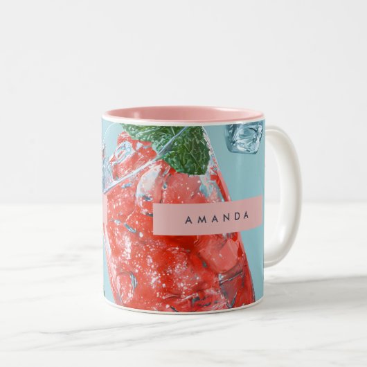 Personalized Juicy Watermelon Mint Sparkle Zweifarbige Tasse (VorderseiteRechts)