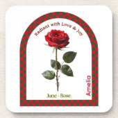 Personalized June Birth Month Flower Coaster Getränkeuntersetzer (Vorderseite)