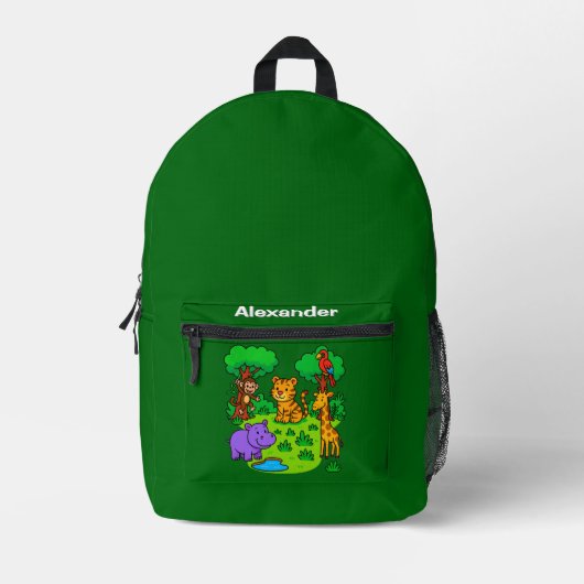Personalized Jungle Animal Backpack  Monkey & More Bedruckter Rucksack (Vorderseite)