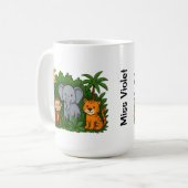 Personalized Jungle Animal Mug – Fun Teacher Gift  Kaffeetasse (Vorderseite Links)