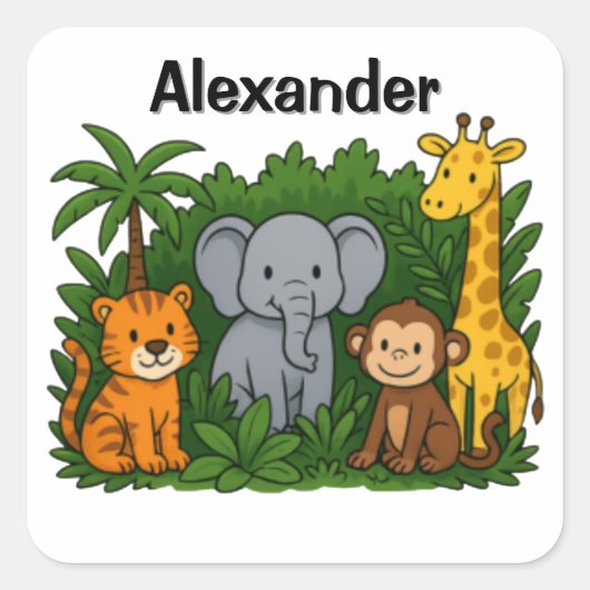 Personalized Jungle Animal Stickers  For kids (Vorderseite)