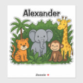 Personalized Jungle Animal Stickers – Fun & Wild  Aufkleber (Blatt)