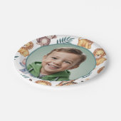 Personalized Jungle Safari Animal Border Photo Pappteller (Schrägansicht)
