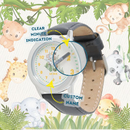 Personalized Jungle Safari Learn to Tell Time Kids Armbanduhr