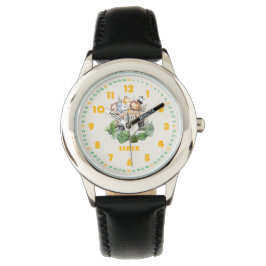 Personalized Jungle Safari Learn to Tell Time Kids Armbanduhr