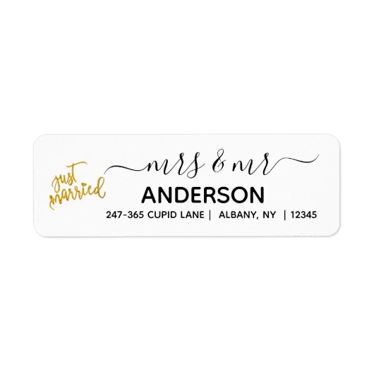 Personalized Just Married Gold Return Address Labe (Vorne)