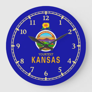 Personalized Kansas State Flag Design on Große Wanduhr