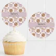 Personalized Kawaii Cookie Gingham Cupcake Topper 