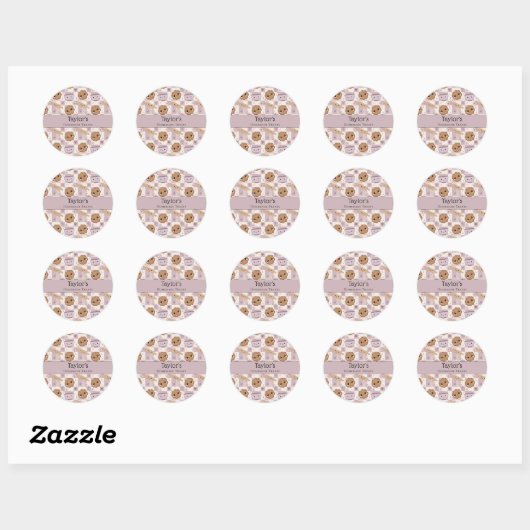 Personalized Kawaii Cookie Gingham Cupcake Topper  Runder Aufkleber (Blatt)