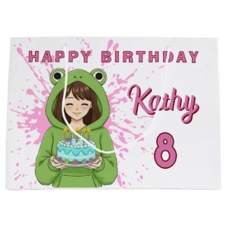 Personalized Kawaii Frog Hoodie Girl Birthday Große Geschenktüte
