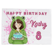 Personalized Kawaii Frog Hoodie Girl Birthday Große Geschenktüte (Rückseite)