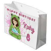 Personalized Kawaii Frog Hoodie Girl Birthday Große Geschenktüte (Rückseite Schrägansicht)