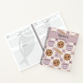 Personalized Kawaii Purple Cookie Keepsake Recipe  Notizblock