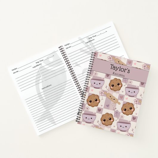 Personalized Kawaii Purple Cookie Keepsake Recipe  Notizblock (Innenseite)